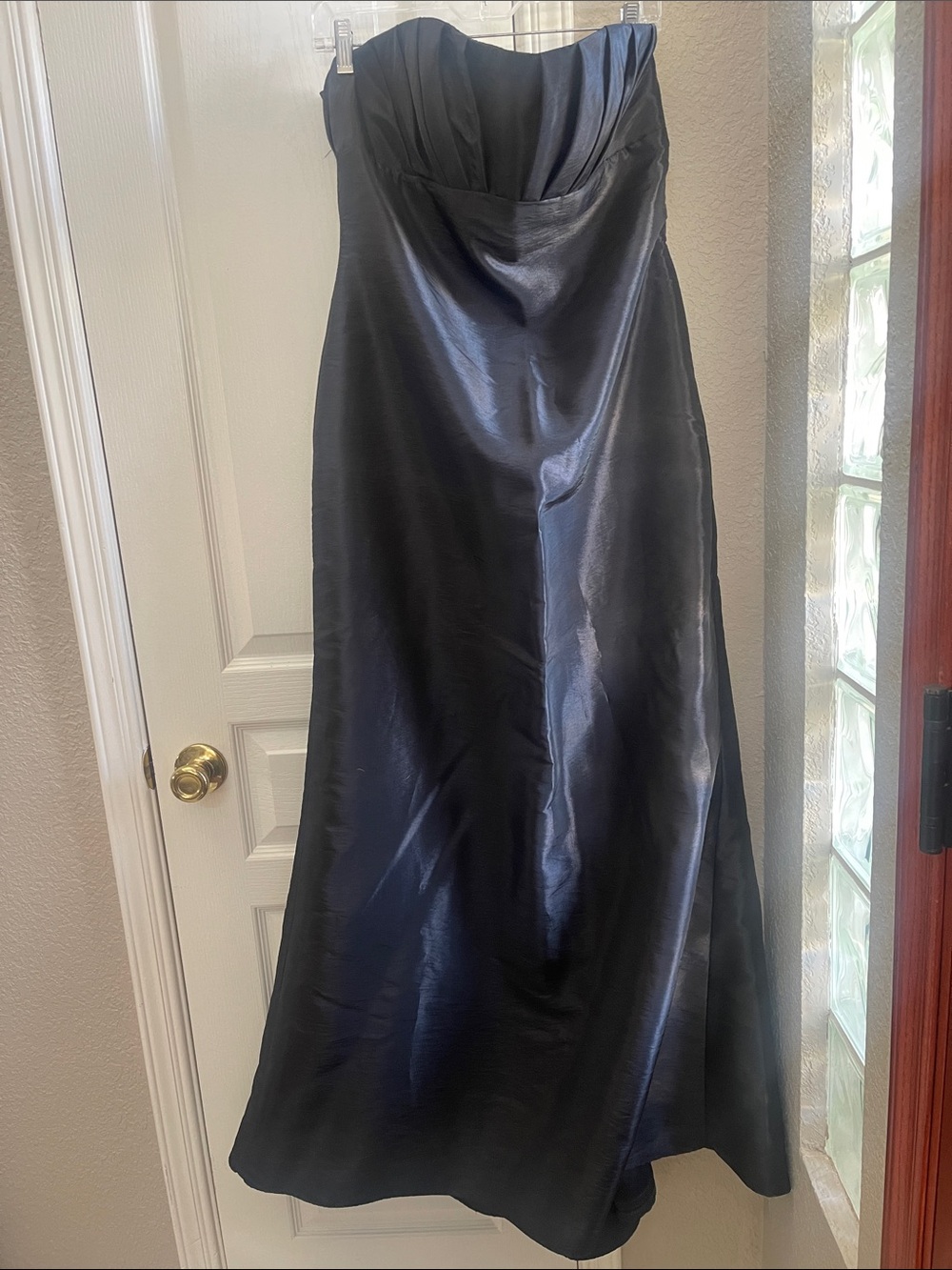 Stunning Occasion Strapless Satin Gown in Black Satin